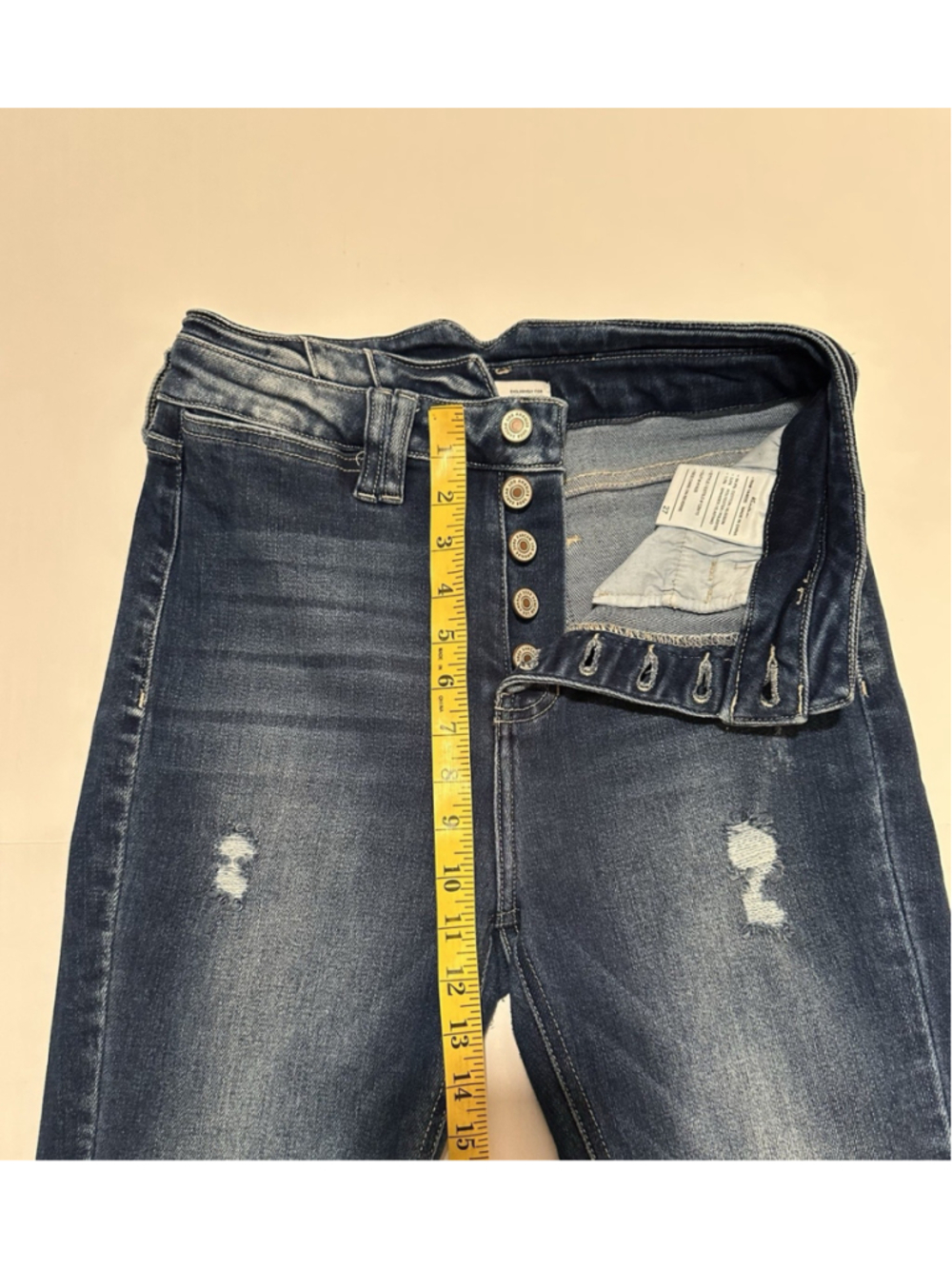 Maurices KanCan Flare Jeans Raw Hem Womens 27 Blue High Rise Denim Hippie Retro - Picture 10 of 16